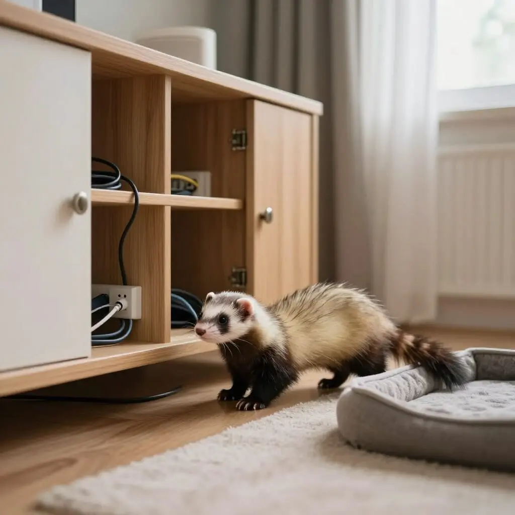 Maison sécurisée pour un furet domestique.