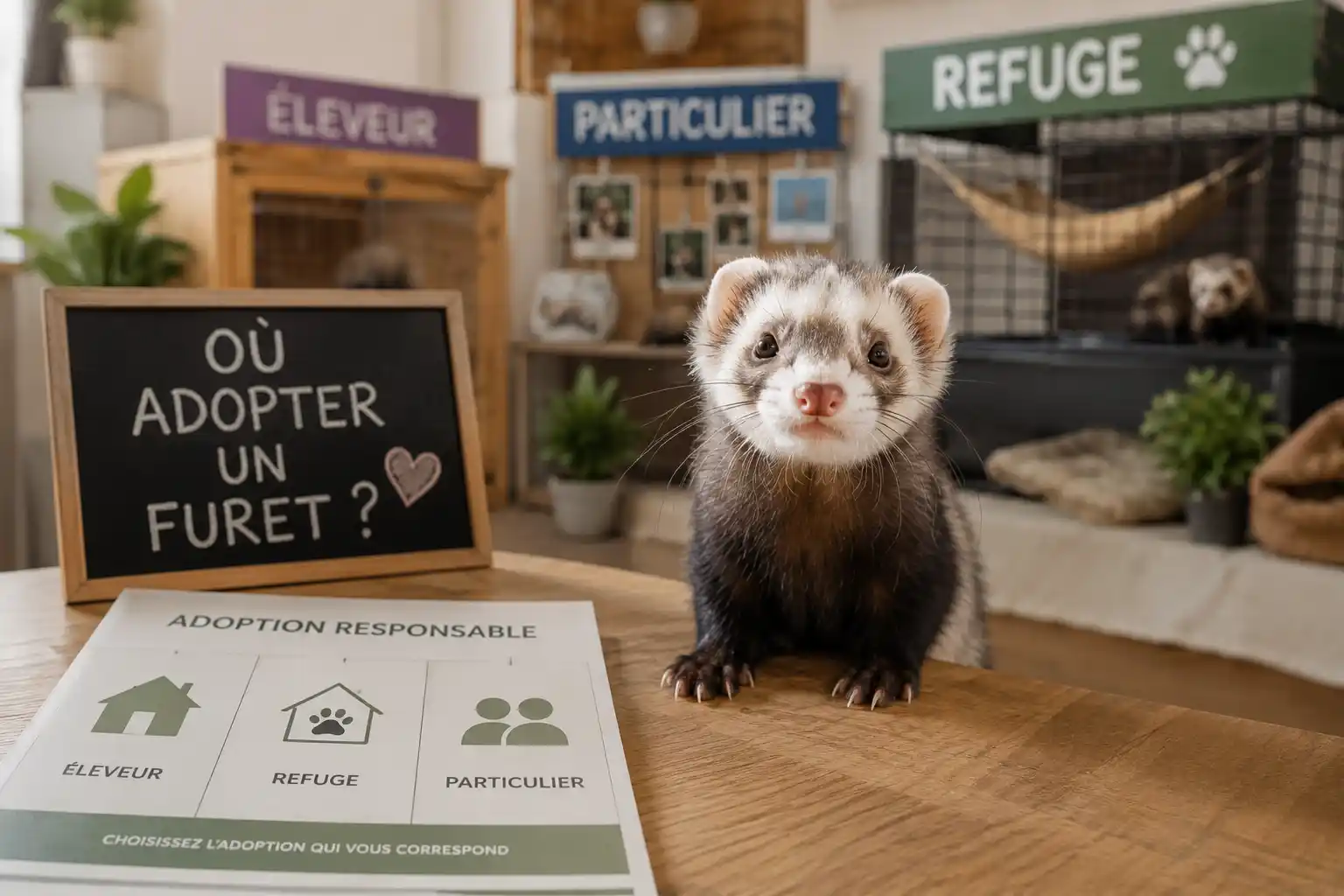 Adopter un furet chez un éleveur, un particulier ou un refuge.
