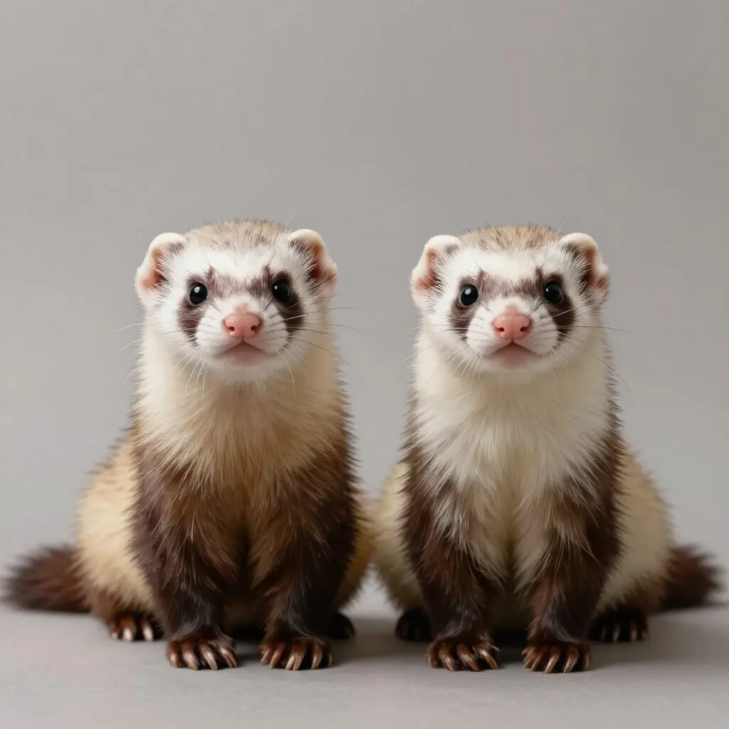 Deux furets côte à côte représentant un mâle et une femelle