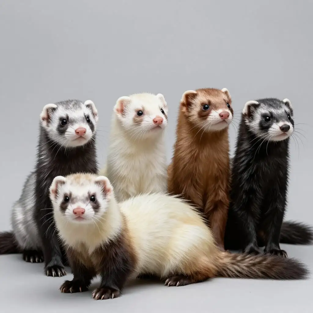 Différentes couleurs de robe chez le furet.