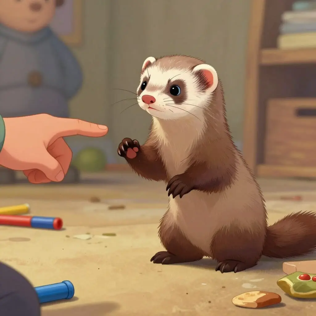 Illustration d'un furet se faisant punir