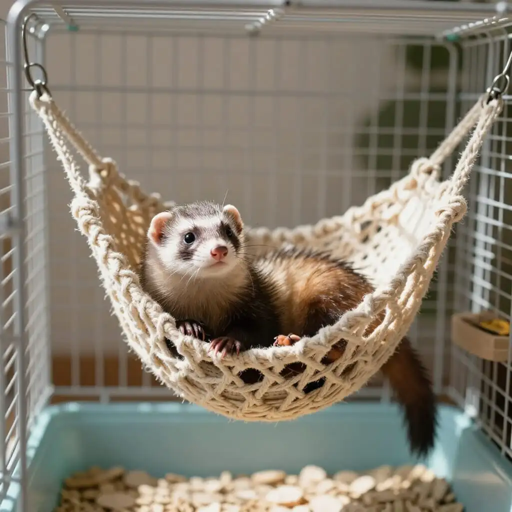 Cage de furet propre après nettoyage.