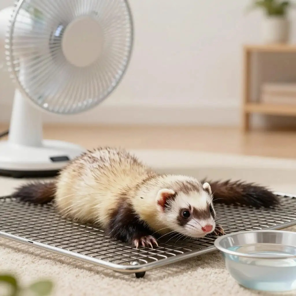 Image de l’article : Protéger un furet de la chaleur : chaleurs et coup de chaleur