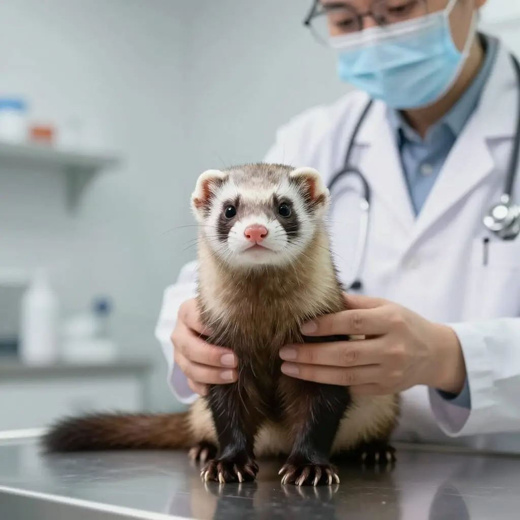 Furet atteint d'une maladie surrénalienne.
