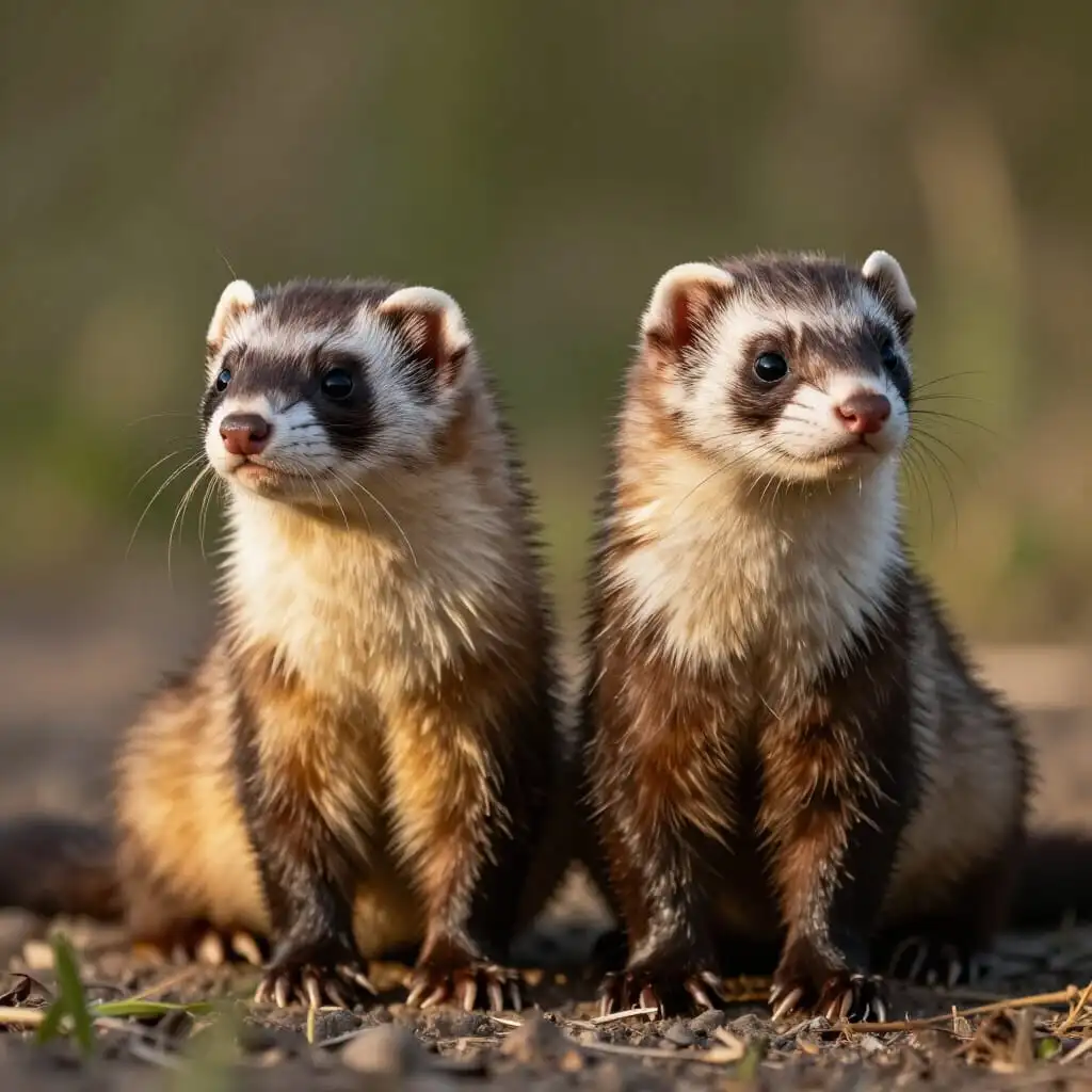 Comparaison entre un furet mâle et une femelle.