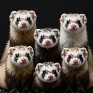 Différents types de pelage du furet domestique.
