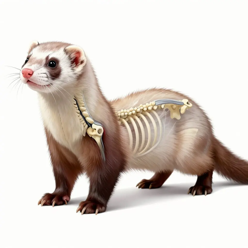 Anatomie du squelette et de la dentition du furet.