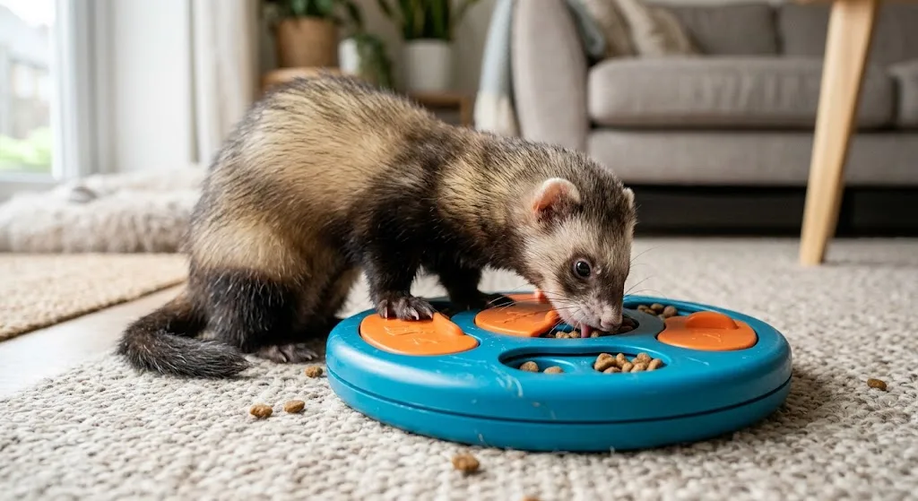 Furet utilisant un distributeur puzzle